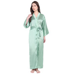 Sage Satin Long Robe for Women