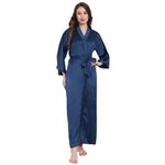 Navy Satin Long Robe
