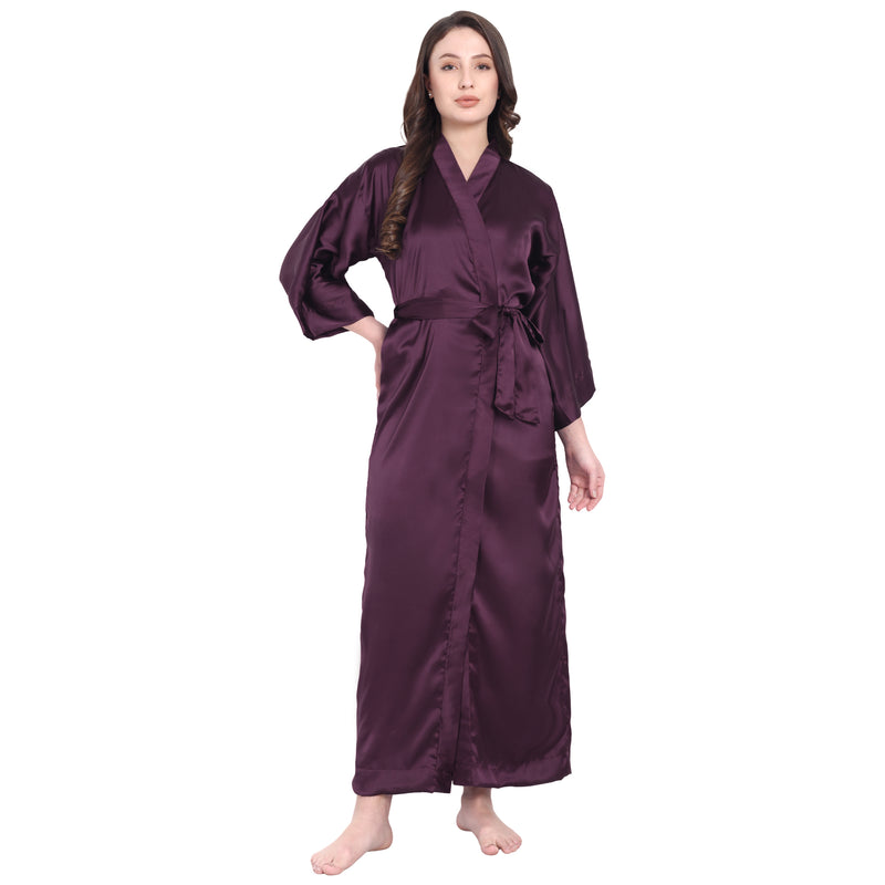 Purple Satin Long Robe for Women