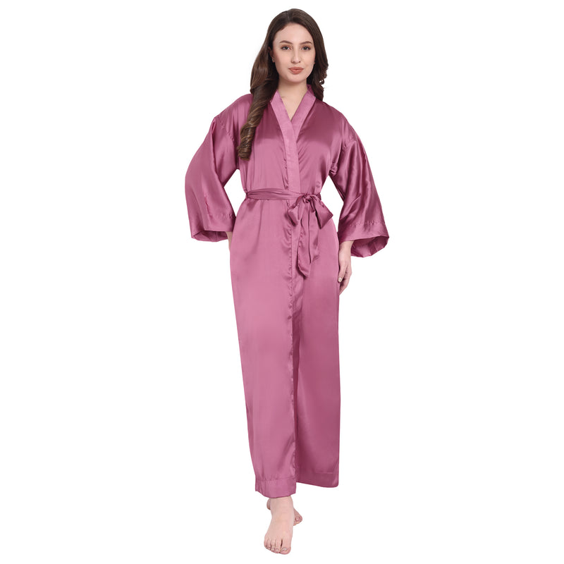 Pink Satin Long Robe for Women