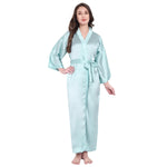 Light Blue Satin Long Robe for Women