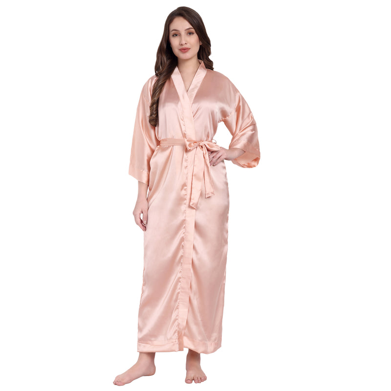 Light Pink  Satin Long Robe for Women