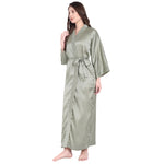 Silver Satin Long Robe for Women