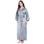 Silver Satin Long Robe for Women