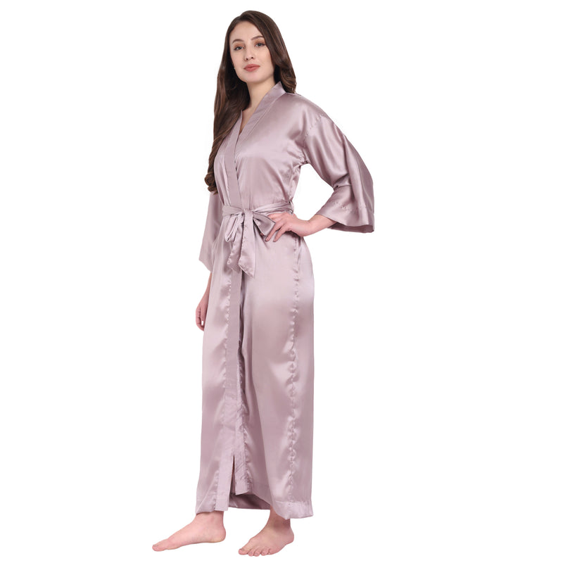 Light Pink Satin Long Robe for Women