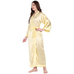 Yellow Satin Long Robe for Women| Comfy Mommy