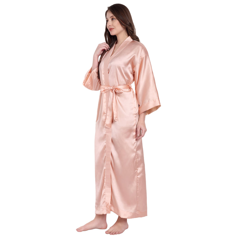 Light Pink  Satin Long Robe for Women