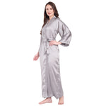 Light Blue Satin Long Robe for Women– Luxurious Comfort by Comfy Mommy