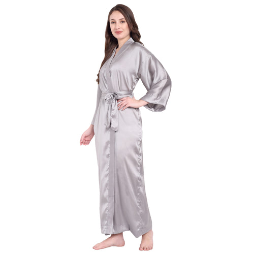 Light Blue Satin Long Robe for Women– Luxurious Comfort by Comfy Mommy