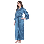 Blue Satin Long Robe for Women