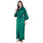 Green Satin Long Robe for Women