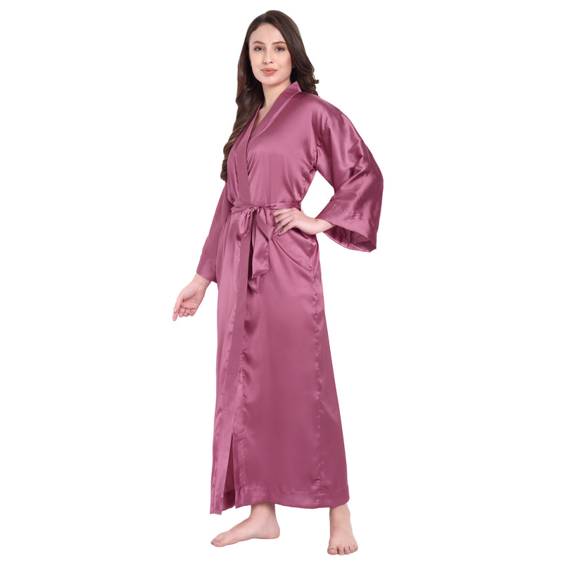 Pink Satin Long Robe for Women