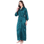 Dark Teal Satin Long Robe
