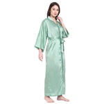 Sage Satin Long Robe for Women