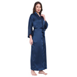 Navy Satin Long Robe