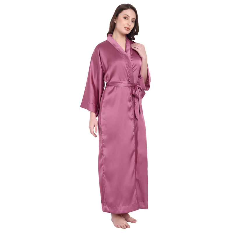 Pink Satin Long Robe for Women