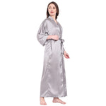 Light Blue Satin Long Robe for Women– Luxurious Comfort by Comfy Mommy