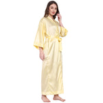 Yellow Satin Long Robe for Women| Comfy Mommy