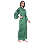 Green Satin Long Robe for Women