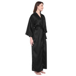 Black Satin Long Robe for Women