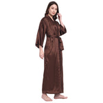 Brown Satin Long Robe for Women