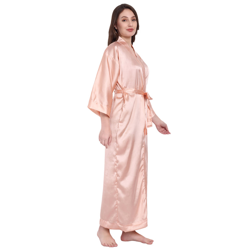 Light Pink  Satin Long Robe for Women