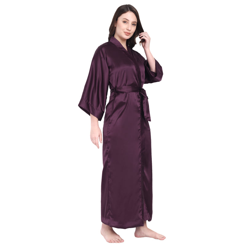 Purple Satin Long Robe for Women