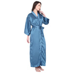 Blue Satin Long Robe for Women