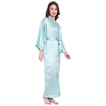 Light Blue Satin Long Robe for Women