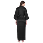 Black Satin Long Robe for Women