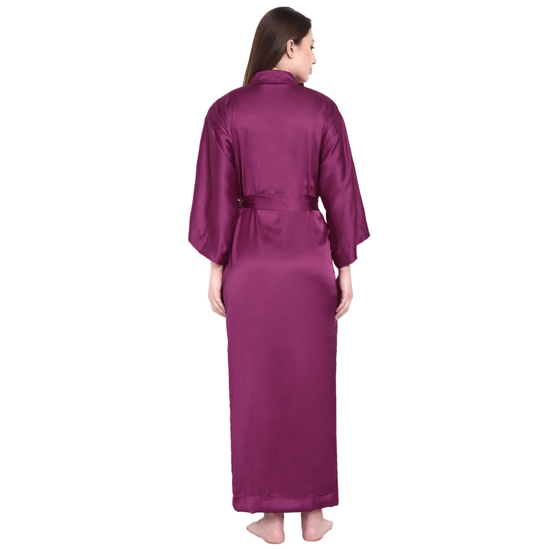 Purple Satin Long Robe for Women