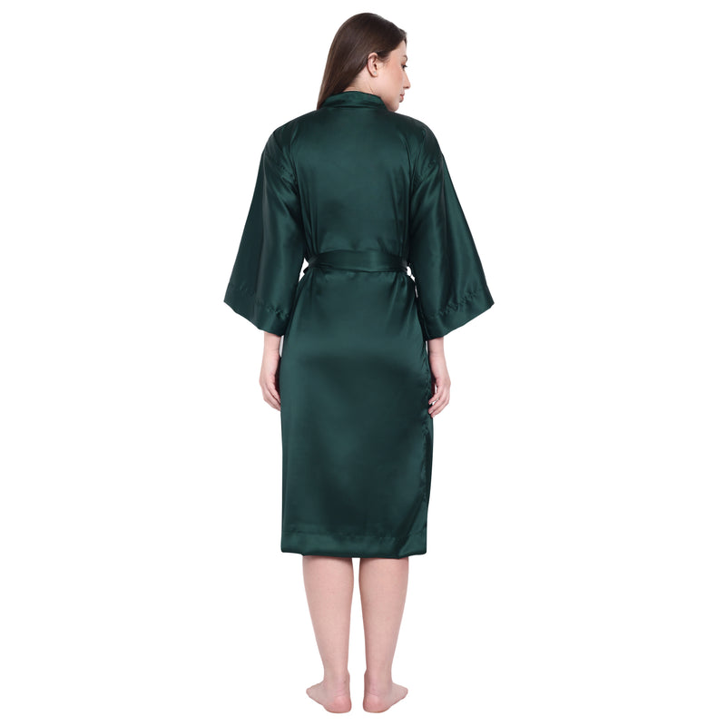 Emerald Satin Long Robe