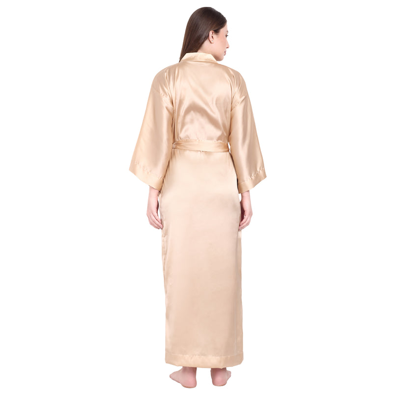 Gold Satin Long Robe for Women– Luxurious Comfort by Comfy Mommy