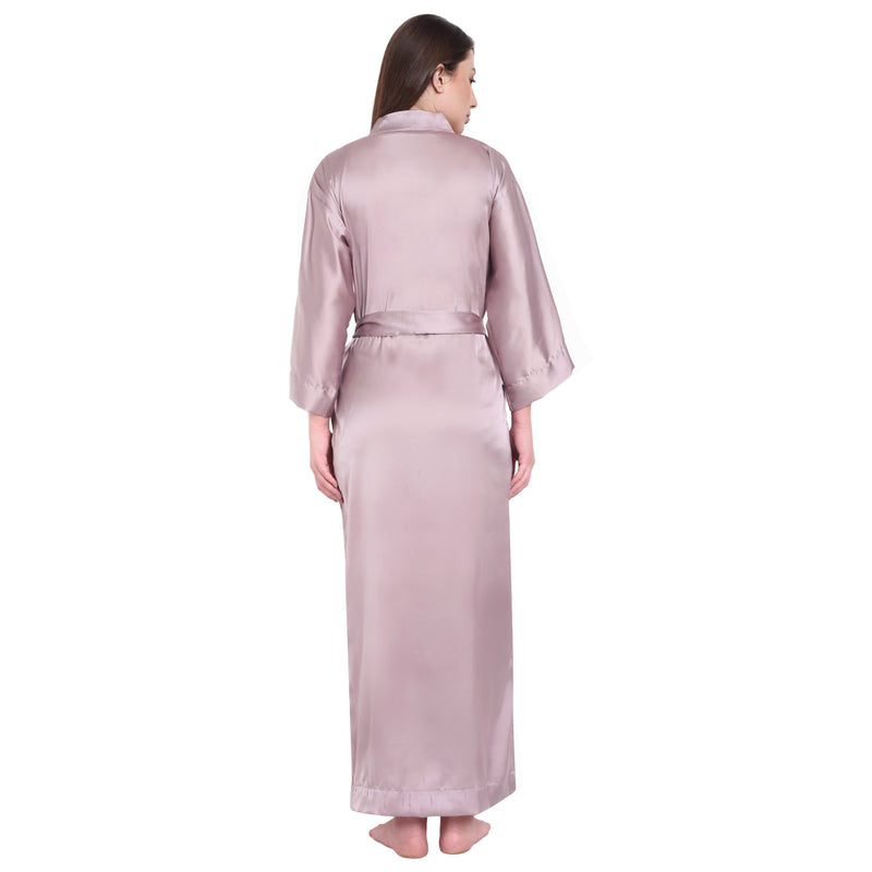 Light Pink Satin Long Robe for Women