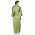 Green Satin Long Robe for Women