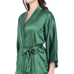 Green Satin Long Robe for Women