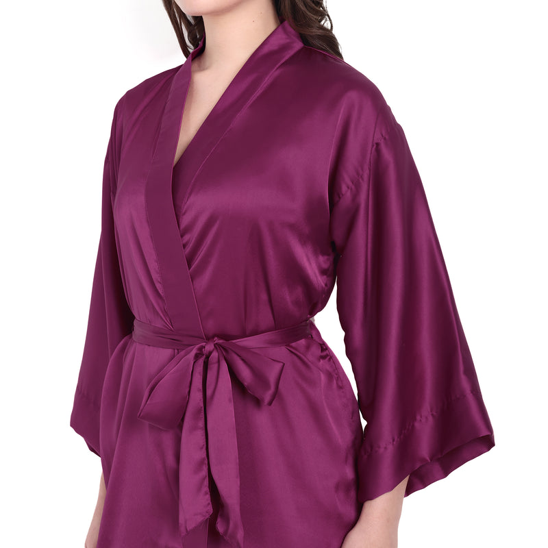 Purple Satin Long Robe for Women