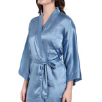 Blue Satin Long Robe for Women| Comfy Mommy