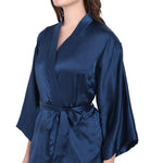 Navy Satin Long Robe