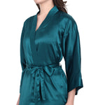 Dark Teal Satin Long Robe
