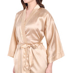 Gold Satin Long Robe for Women– Luxurious Comfort by Comfy Mommy