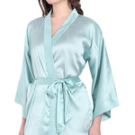 Light Blue Satin Long Robe for Women