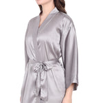 Light Blue Satin Long Robe for Women– Luxurious Comfort by Comfy Mommy