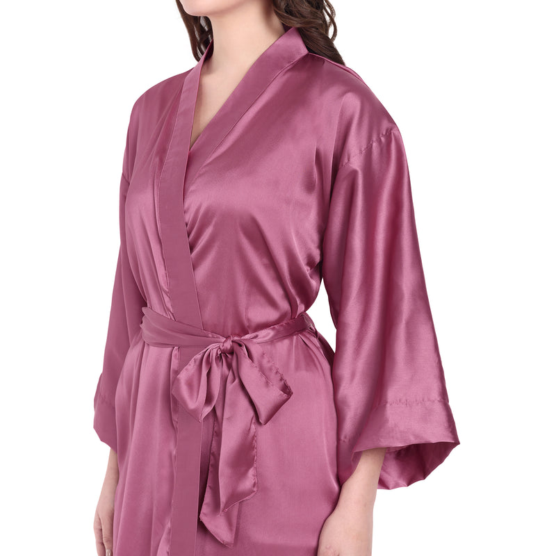 Pink Satin Long Robe for Women