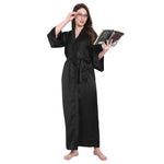 Black Satin Long Robe for Women