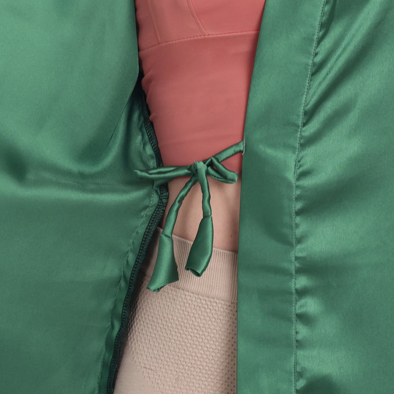 Green Satin Long Robe for Women