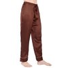 Women’s brown satin camisole and pajama set, silky soft and lightweight, perfect for bridesmaid pajamas, bridal party getting-ready outfits, and wedding morning gifts. Features adjustable-strap V-neck cami with matching satin pants for a luxe, comfortable fit. Ideal for U.S. shoppers looking for premium satin sleepwear, loungewear sets, and bridal party pajama options.