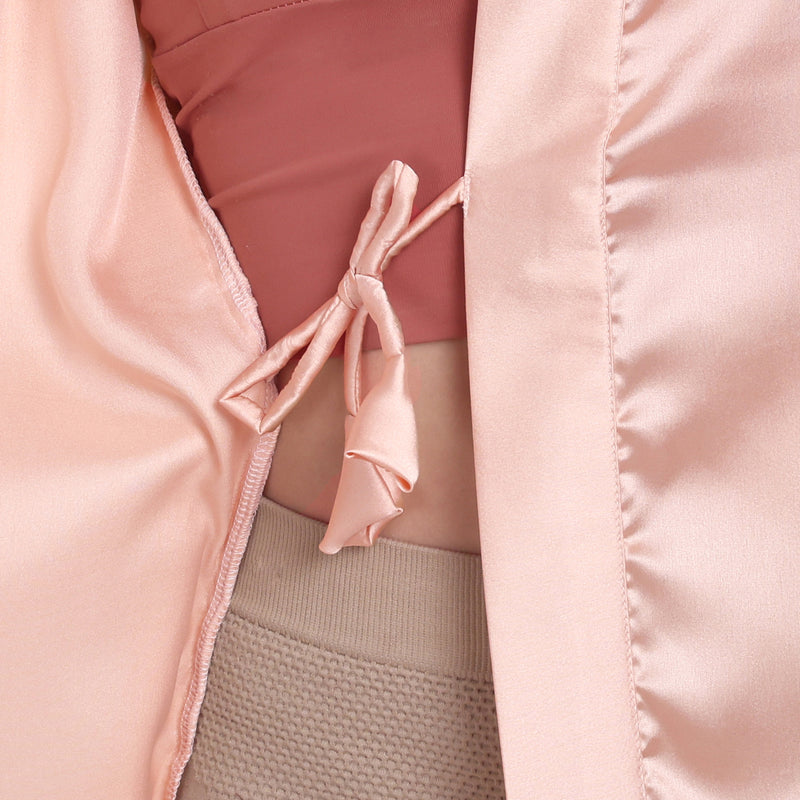 Light Pink  Satin Long Robe for Women