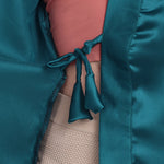 Dark Teal Satin Long Robe