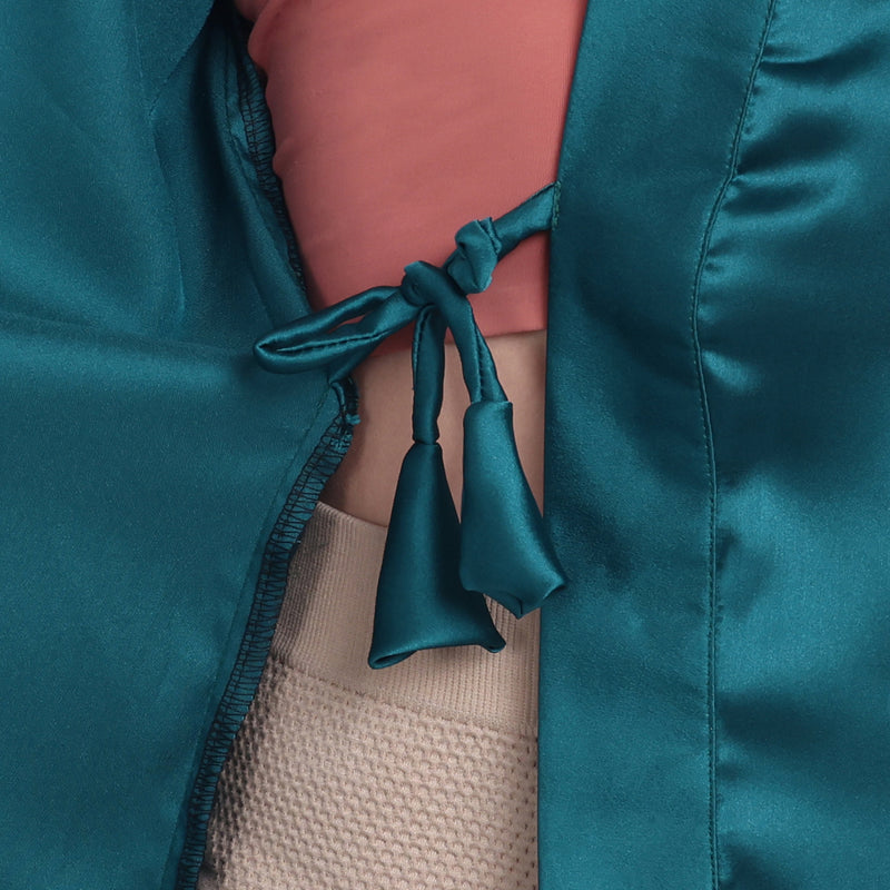 Dark Teal Satin Long Robe